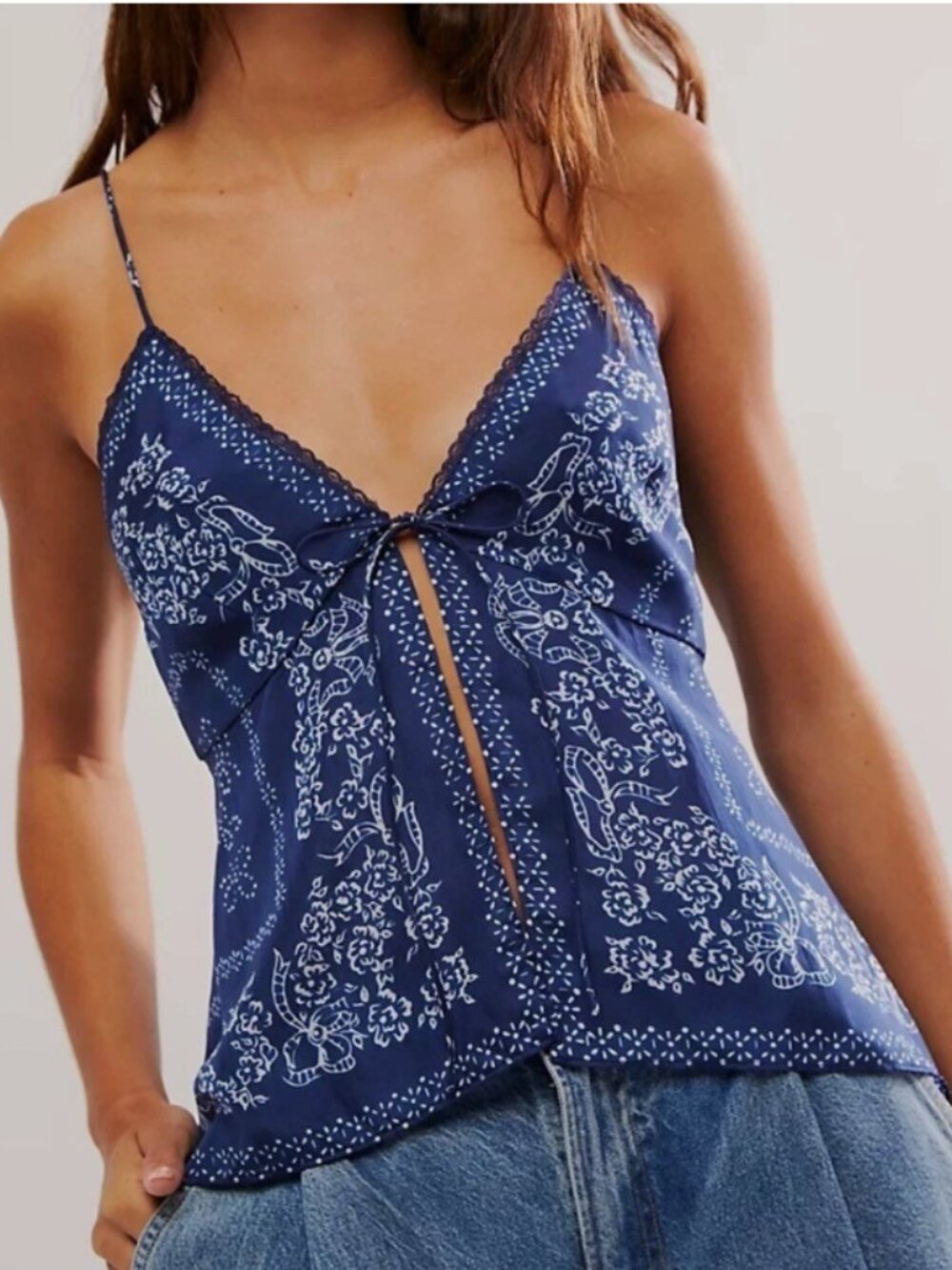 Love Shack Fancy Tivelo Top in Moonlight Indigo